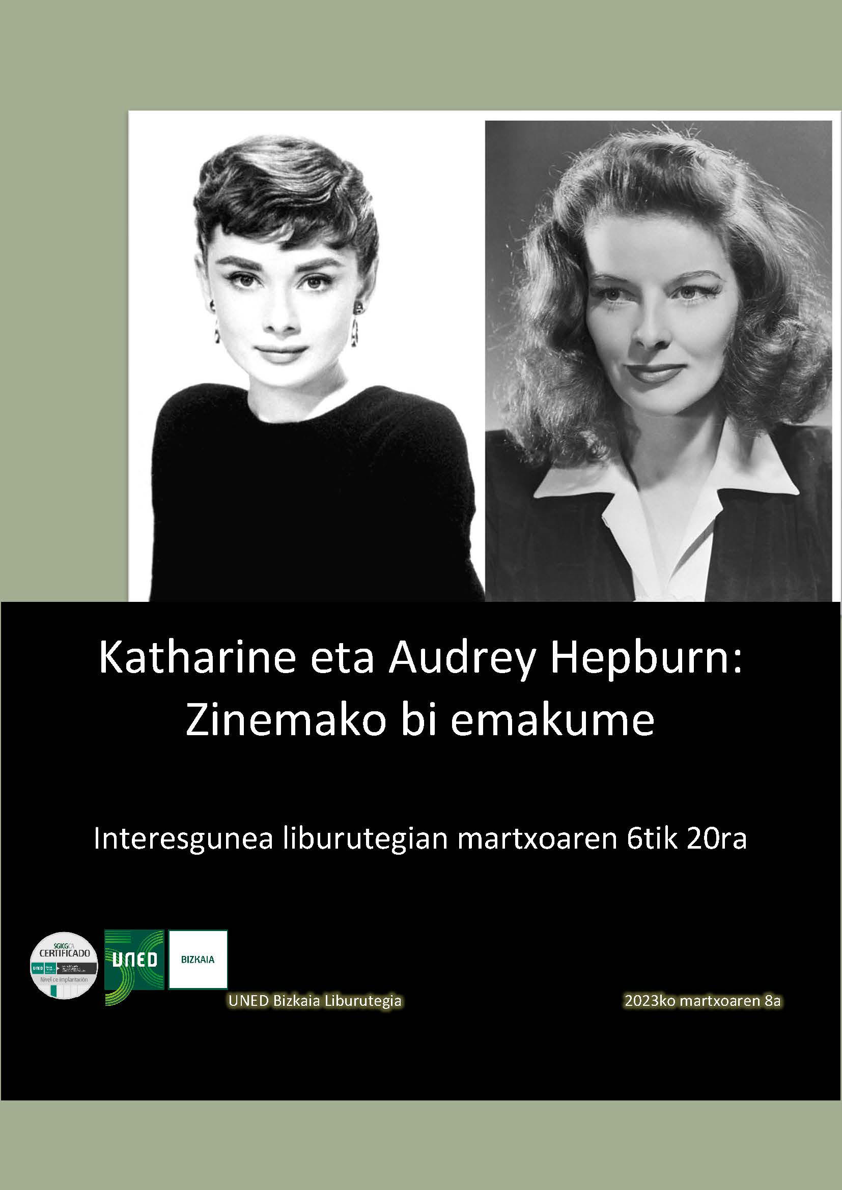 Katharine eta Audrey Hepburni buruzko txostenaren irudia